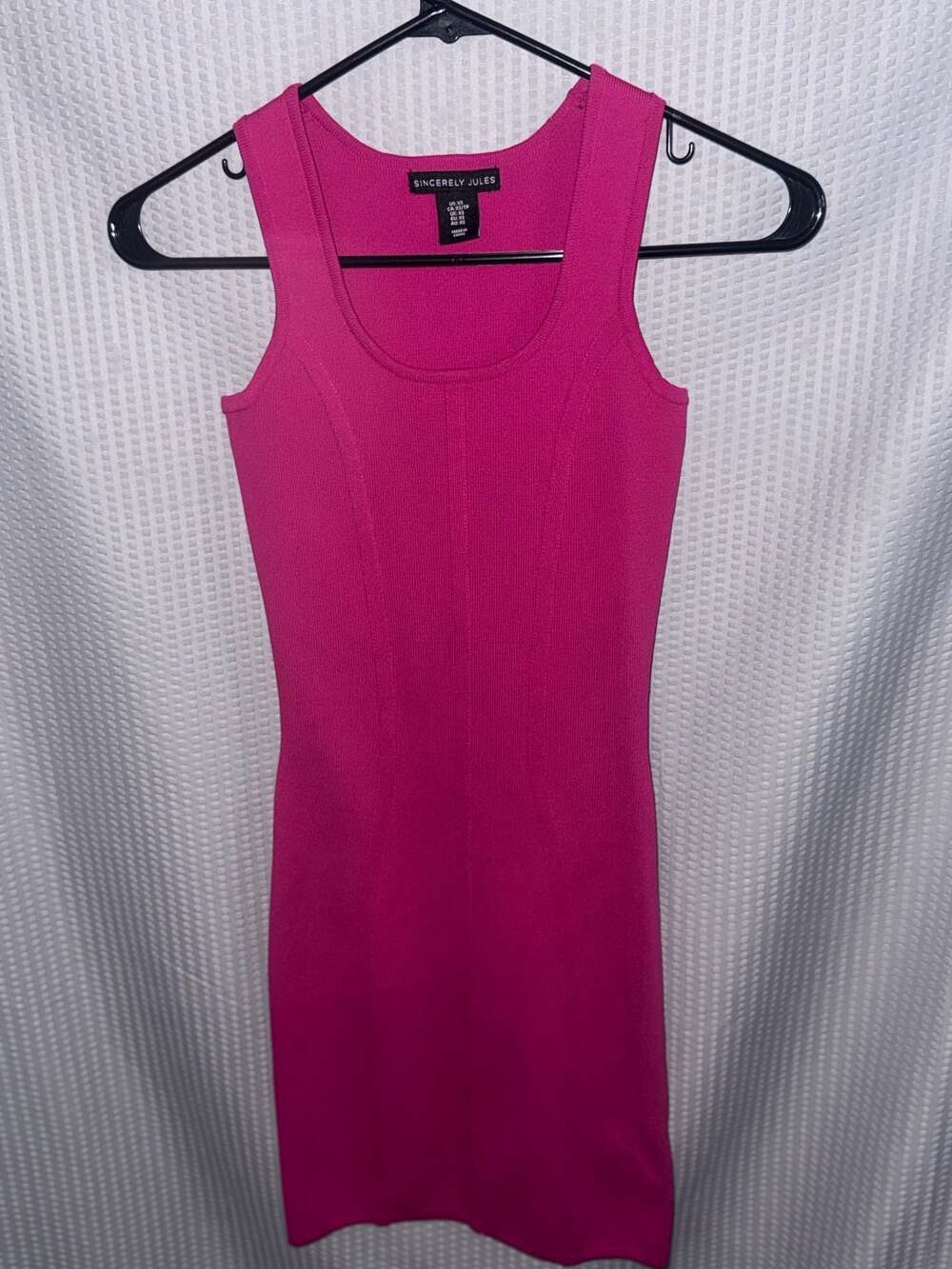 Sincerely Jules Hot Pink Ribbed Sculpt Knit Mini Dress